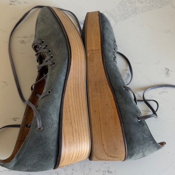 Free People Darcy Wood Platform lace up Shoes Grey Color Size 37/6.5 - Picture 10 of 16